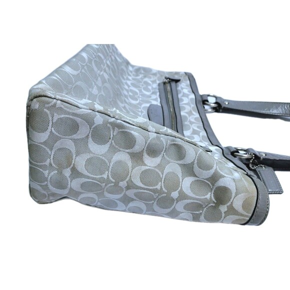 Coach Penelope Signature Jacquard Shoulder Bag Gray Silver F14694 Purse Handbag - Picture 7 of 13